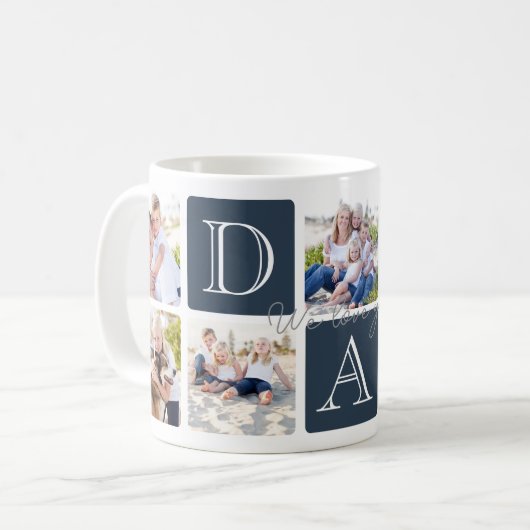 Gepersonaliseerde Dad Love 7 Fotocollage Koffiemok (Voorkant links)