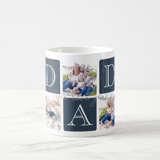 Gepersonaliseerde Dad Love 7 Fotocollage Koffiemok (Center)