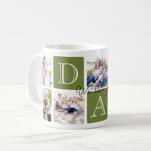 Gepersonaliseerde Dad Love 7 Fotocollage Koffiemok (Voorkant links)