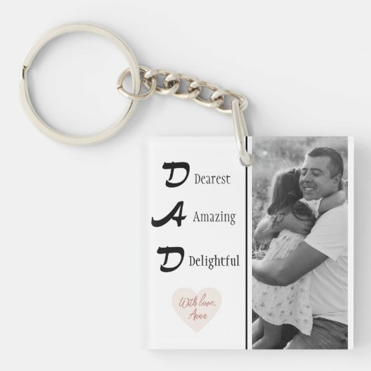 Gepersonaliseerde Dad Photo Sleutelhanger| vaderda Sleutelhanger (voorkant)