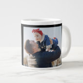 Gepersonaliseerde Dad Vaderdag Mannen Basic T-shir Grote Koffiekop (Voorkant rechts)