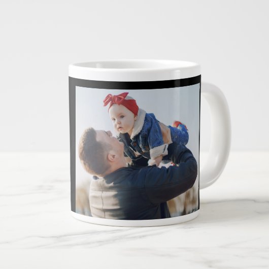 Gepersonaliseerde Dad Vaderdag Mannen Basic T-shir Grote Koffiekop (Voorkant rechts)