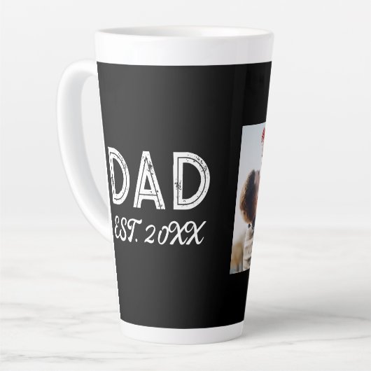 Gepersonaliseerde Dad Vaderdag Mannen Basic T-shir Latte Mok (Linkerhoek)