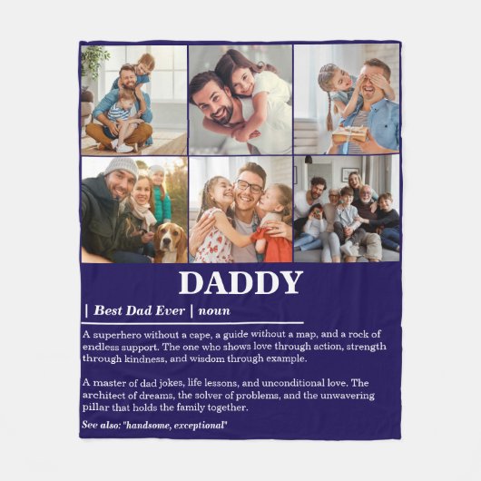 Gepersonaliseerde Daddy Definition 6 Fotocollage Fleece Deken (Voorkant)