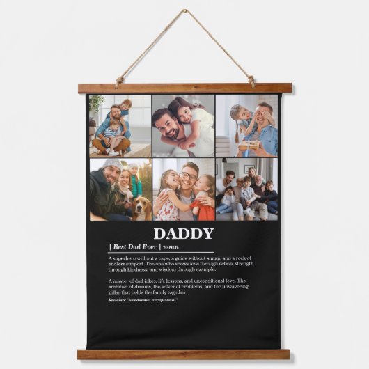 Gepersonaliseerde Daddy Definition 6 Fotocollage Hangend Wandkleed (Voorkant)