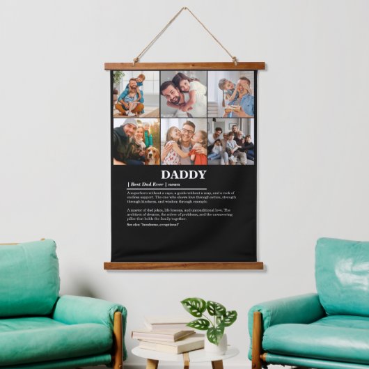 Gepersonaliseerde Daddy Definition 6 Fotocollage Hangend Wandkleed (Woonkamer)