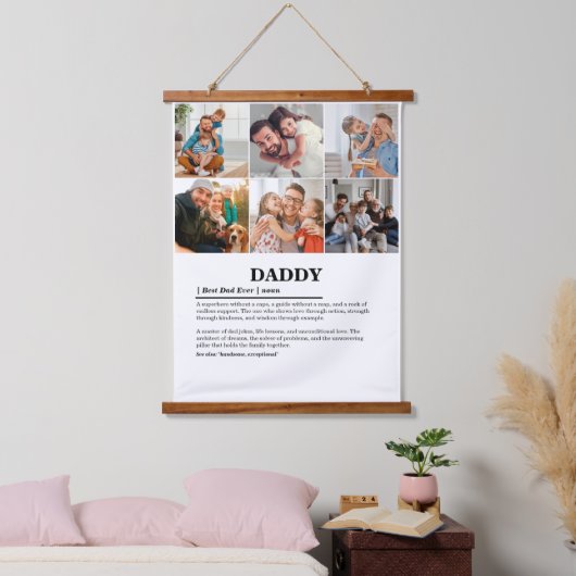 Gepersonaliseerde Daddy Definition 6 Fotocollage Hangend Wandkleed (Slaapkamer)