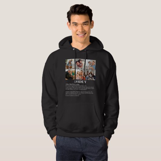 Gepersonaliseerde Daddy Definition 6 Fotocollage Hoodie (Voorkant volledig)