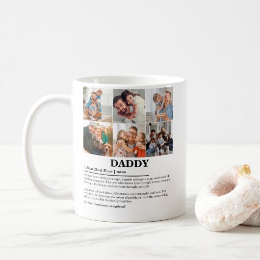 Gepersonaliseerde Daddy Definition 6 Fotocollage Koffiemok (Met donut)