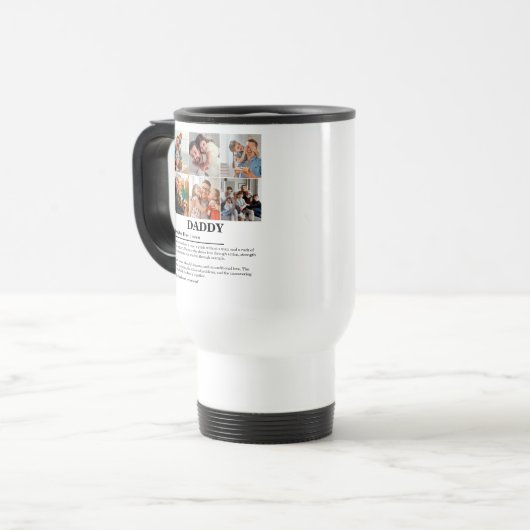 Gepersonaliseerde Daddy Definition 6 Fotocollage Reisbeker (Voorkant links)