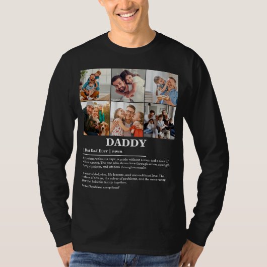 Gepersonaliseerde Daddy Definition 6 Fotocollage T-shirt (Voorkant)