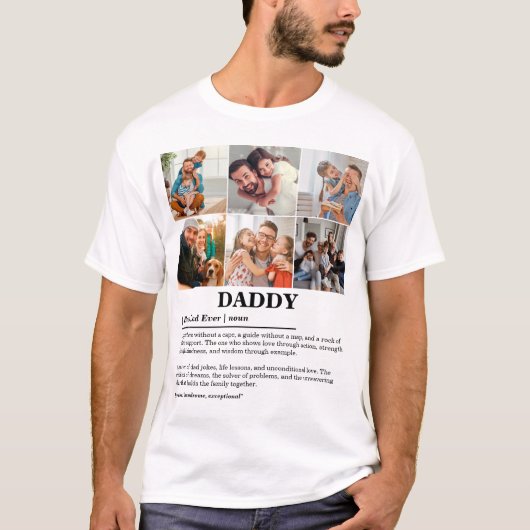 Gepersonaliseerde Daddy Definition 6 Fotocollage T-shirt (Voorkant)