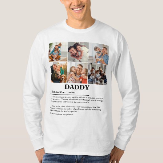 Gepersonaliseerde Daddy Definition 6 Fotocollage T-shirt (Voorkant)