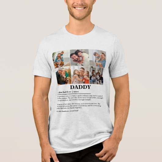 Gepersonaliseerde Daddy Definition 6 Fotocollage Tri-Blend Shirt (Voorkant)