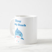 Gepersonaliseerde Daddy Shark Aangepaste naam Koffiemok (Voorkant links)