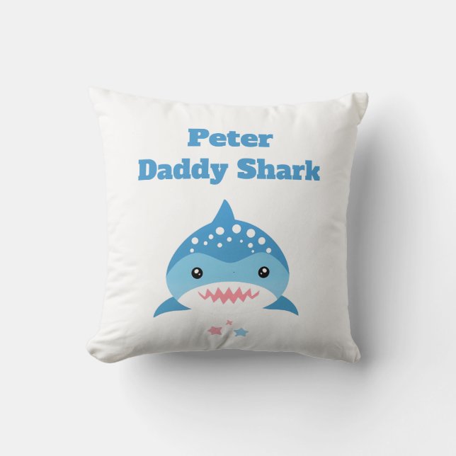 Gepersonaliseerde Daddy Shark Aangepaste naam Kussen (Voorkant)