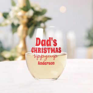 Gepersonaliseerde Dad's Christmas Sippy Cup Wijnglas Zonder Voet