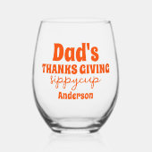 Gepersonaliseerde Dad's Thanksgiving Sippy Cup Wijnglas Zonder Voet (Voorkant)