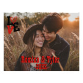 Gepersonaliseerde dag van de Valentijn | Rood & Zw Foto Afdruk (Voorkant)