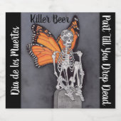 Gepersonaliseerde Dag van het Dode Halloween Skele Bier Etiket (Enkel label)