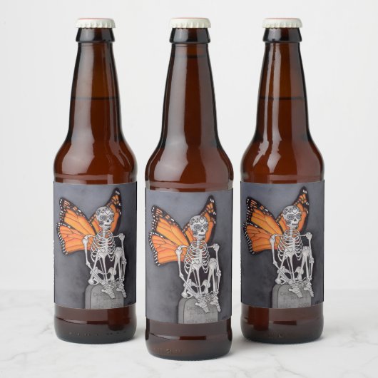 Gepersonaliseerde Dag van het Dode Halloween Skele Bier Etiket (Flessen)