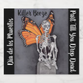 Gepersonaliseerde Dag van het Dode Halloween Skele Likeurfles Etiket (Enkel label)