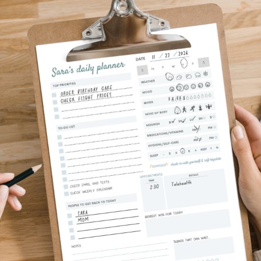 Gepersonaliseerde Dagelijkse Planner Mentaal & Fys Notitieblok