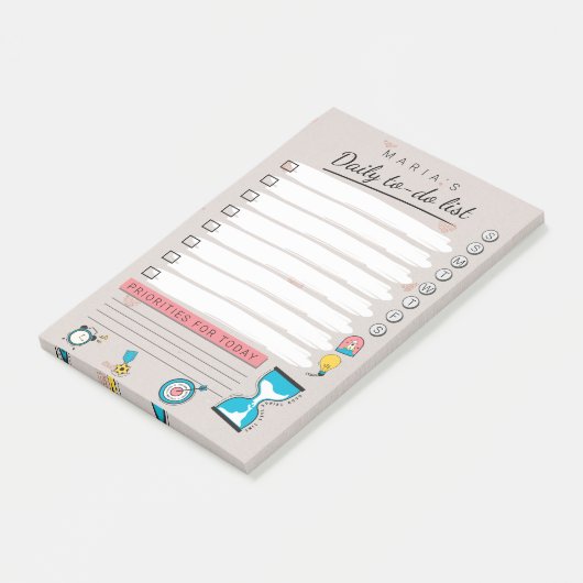 Gepersonaliseerde dagelijkse to-do lijst post-it® notes (Schuin)