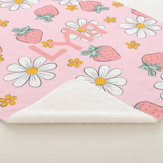 Gepersonaliseerde Daisies en Aardbeien Sherpa Deken (3/4)