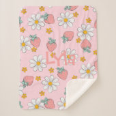 Gepersonaliseerde Daisies en Aardbeien Sherpa Deken (Voorkant)