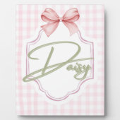 Gepersonaliseerde Daisy Baby Girl Nursery Bow & Gi Fotoplaat (Voorkant)