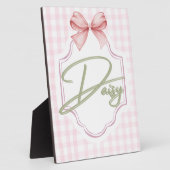 Gepersonaliseerde Daisy Baby Girl Nursery Bow & Gi Fotoplaat (Zijkant)