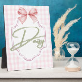 Gepersonaliseerde Daisy Baby Girl Nursery Bow & Gi Fotoplaat (Zijkant)