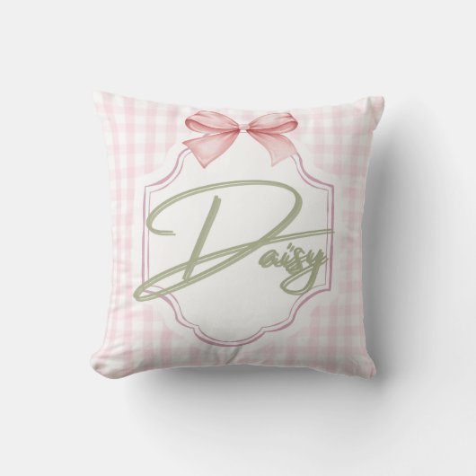 Gepersonaliseerde Daisy Baby Girl Nursery Bow & Gi Kussen (Voorkant)
