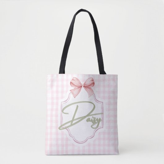 Gepersonaliseerde Daisy Baby Girl Nursery Bow & Gi Tote Bag (Voorkant)