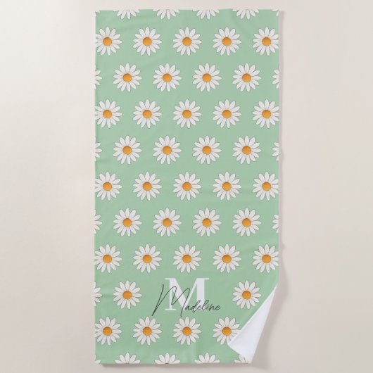 Gepersonaliseerde Daisy Bloemen Strandlaken Custom (Voorkant)