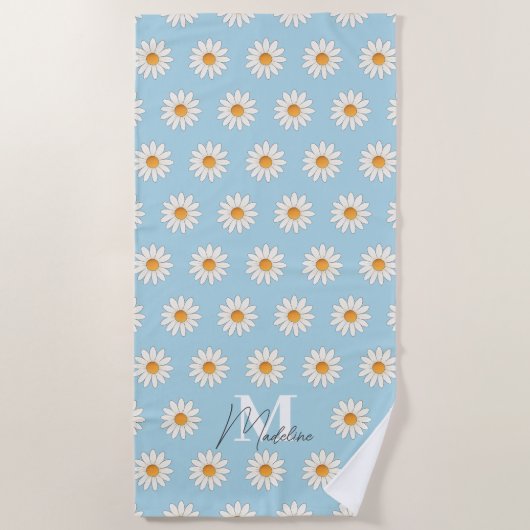 Gepersonaliseerde Daisy Bloemen Strandlaken Custom (Voorkant)