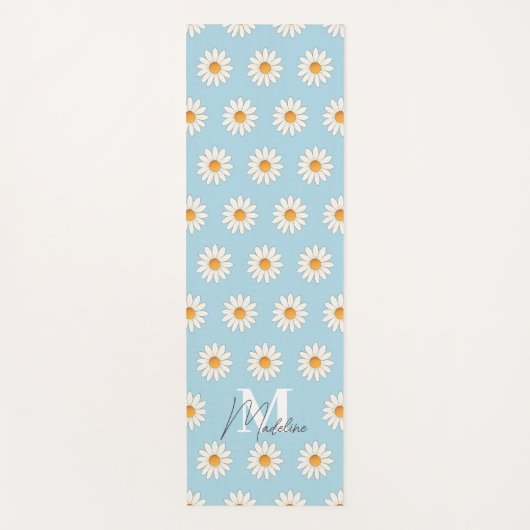 Gepersonaliseerde Daisy Bloemen Yoga Mat – Aangepa (Voorkant)
