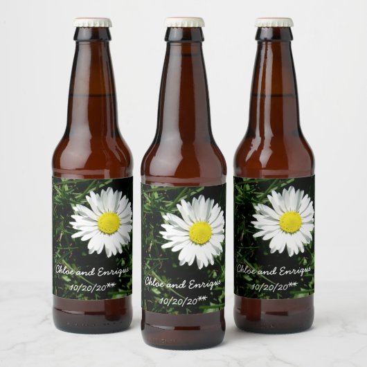 Gepersonaliseerde Daisy bruiloft Bier Etiket (Flessen)