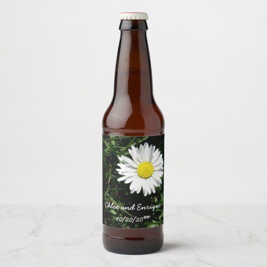Gepersonaliseerde Daisy bruiloft Bier Etiket (Voorkant)