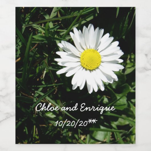 Gepersonaliseerde Daisy bruiloft Wijn Etiket (Enkel label)