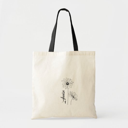Gepersonaliseerde Daisy Canvas tas met naam (Voorkant)