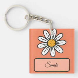 Gepersonaliseerde Daisy Floral Charm Sleutelhanger