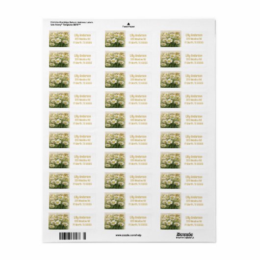 Gepersonaliseerde Daisy Return-adreslabels Etiket (Full Sheet)