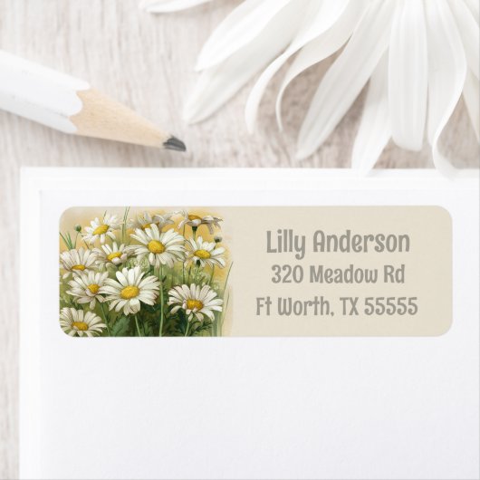 Gepersonaliseerde Daisy Return-adreslabels Etiket (Insitu)