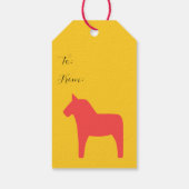 Gepersonaliseerde Dala Horse Geel Rood Cadeau Labe Cadeaulabel (Achterkant)