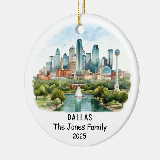 Gepersonaliseerde Dallas Ornament, Texas Keramisch Ornament (Links)