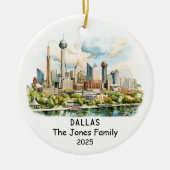 Gepersonaliseerde Dallas Ornament, Texas Keramisch Ornament (Voorkant)