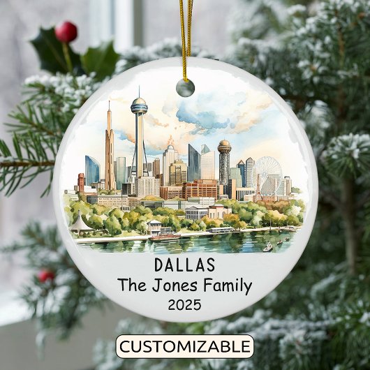 Gepersonaliseerde Dallas Ornament, Texas Keramisch Ornament