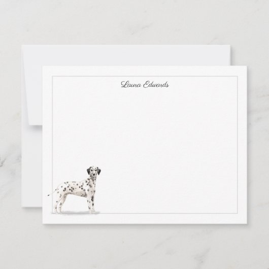Gepersonaliseerde Dalmatiër Hond Grijs Rand Notitiekaartje (Voorkant)
